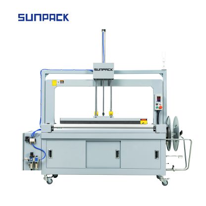 Q8AP Full Automatic Aluminum Roller Table Strapping Machine With Top Press