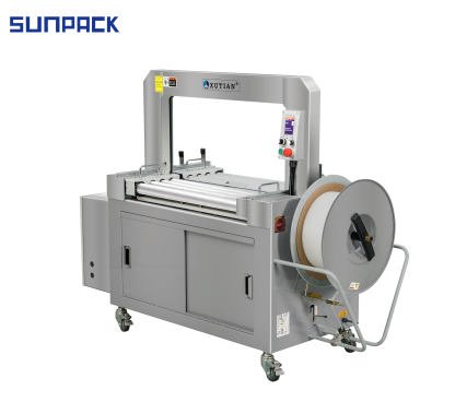 Q8-T Full automatic high table steel roller table strapping machine